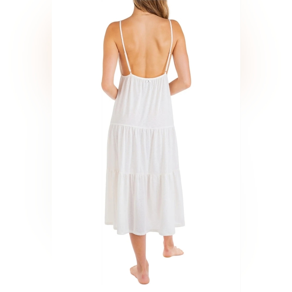 HURLEY WOMENS SOLID BUTTON FRONT TIERED MIDI DRESS - Picture 2 of 8
